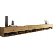  TV szekrény 300 cm, fogantyú nélküli, matt, álló vagy függesztett, Wotan tölgyfa bútor