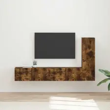  TV szekrény garnitúra 2 pcs Füstölt tölgy Faanyag bútor