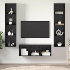  TV szekrény garnitúra 3 pcs Fekete tölgy Faanyag bútor