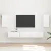  TV szekrény garnitúra 3 pcs Magas Fényű Fehér Faanyag