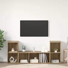  TV szekrény garnitúra Falra szerelhető 3 pcs Barna Faanyag bútor