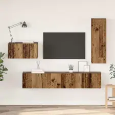  TV szekrény garnitúra fiókkal 4 pcs Öreg fa Faanyag bútor