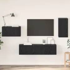  TV szekrény garnitúra fiókkal Fekete tölgy Faanyag bútor