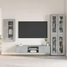  TV szekrény garnitúra fiókkal polcokkal Beton Szürke Faanyag bútor