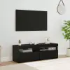  TV szekrény LED-del 2 pcs Fekete tölgy 60 x 35 x 40 cm Faanyag