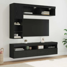  TV szekrény LED -es lámpákkal 7 pcs Fekete tölgy Faanyag bútor