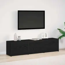  TV szekrény LED világítással Fekete tölgy 162 x 34 x 40 cm bútor