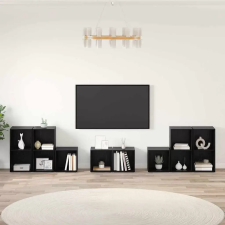  TV Szekrény Szett Falra szerelhető 8 pcs Fekete tölgy Faanyag bútor