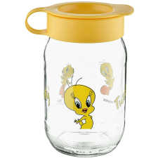 Tweety kanállal és fedővel, 13 cm-es tégely tárolásra, gyermekételek kiszolgálására papírárú, csomagoló és tárolóeszköz