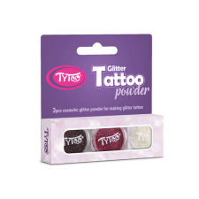 TyToo csillámpor szett - 3x2,5 ml - barna, bíbor, gyémánt csillámtetoválás