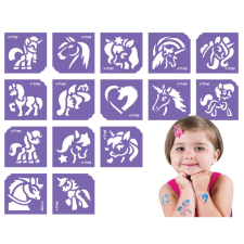 TyToo Lovak és Unikornisok sablon szett - 15 db-os csillámtetoválás