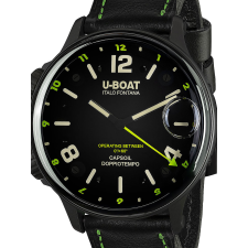 U-Boat 9675 Capsoil Doppiotempo DLC GMT Mens Watch 55mm 10ATM, karóra