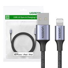 uGreen 2.4A US199 Lightning USB U kábel, 1m (fekete) kábel és adapter