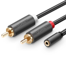 uGreen AV102 Jack 3.5mm - 2x RCA (Cinch) kábel 1m fekete (10588) (UG10588) kábel és adapter