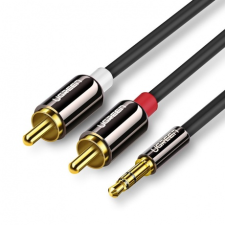 uGreen AV116 audio kábel 3.5mm mini jack / 2RCA M/M 2m, fekete mobiltelefon kellék