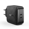 uGreen CD216 hálózati töltő adapter 2x USB-C PD QC 66W, fekete