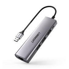 uGreen CM266 Hub 5 az 1-ben adapter USB 3x USB 3.0 micro USB RJ45 szürke (60812) (UG60812) laptop kellék