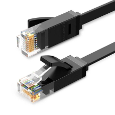 uGreen Ethernet RJ45 lapos hálózati kábel, Cat.6, UTP, 1 m (fekete) kábel és adapter