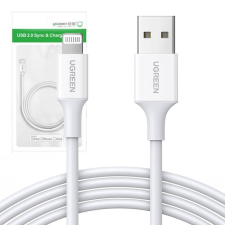 uGreen Nikkelezett MFi Lightning kábel, 1m (fehér) kábel és adapter