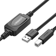 uGreen US122 USB 2.0 A-B nyomtatókábel, 10 m (fekete) kábel és adapter