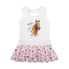 Ujjatlan pamut kislány ruha, lovas mintával lányka ruha