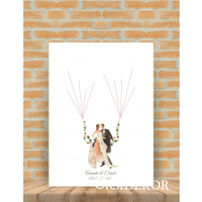  Ujjlenyomat fa hintázó ifjú pár- esküvői vendégkönyv dekorációs kellék