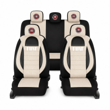  Üléshuzat készlet univerzális Racing, Bej-Fekete, Fiat felirattal ülésbetét, üléshuzat