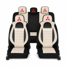  Üléshuzat készlet univerzális Racing, Bej/Fekete, Mitsubishi ülésbetét, üléshuzat