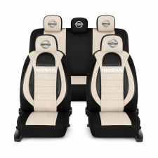  Üléshuzat készlet univerzális Racing, Bej/Fekete Nissan személyreszabott ülésbetét, üléshuzat