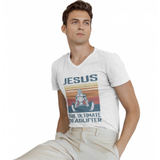  Ultimate Jézus Deadlift - Férfi V Nyakú Póló