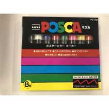 UNI POSCA Marker Bullet Tip Assorted Pack, PC-5M/8pcs - White/Black/Blue/Red/Green/Light Blue/Pink/Yellow filctoll, marker