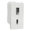  UNICA SYSTEM+ Dupla USB töltő, A+C, 2.4A, 1 modulos, fehér NU301618 Schneider
