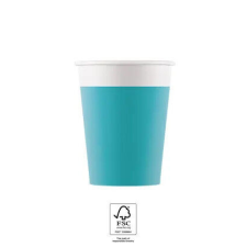  Unicolour Tirquoise, Kék papír pohár 8 db-os 200 ml FSC party kellék