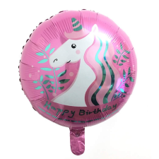 Unikornis - Egyszarvú fólia lufi - 45cm - Rózsaszín party kellék