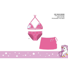  Unikornis fürdőruha szett kislányoknak - bikini háromszög felsőrésszel+szoknya - rózsaszín - 128