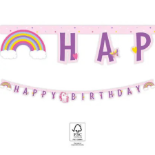 UNIKORNIS Happy Birthday felirat rainbow 2m party kellék