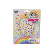  Unikornis konfettis lufi, 30 cm, 6 db party kellék