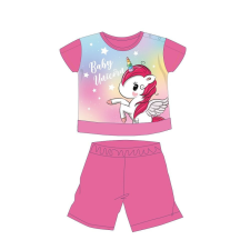  Unikornis nyári rövid ujjú baba pizsama - pamut jersey pizsama - sötétrózsaszín - 86 gyerek hálóing, pizsama