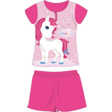 Unikornis nyári rövid ujjú gyerek pamut pizsama - jersey pizsama - pink gyerek hálóing, pizsama