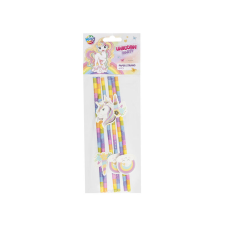  Unikornis papírszívószál, 19,5 cm, 6 db party kellék