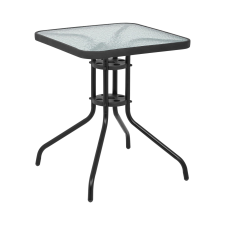 Uniprodo Kerti asztal - 60 x 60 cm - üveglap - fekete kerti bútor