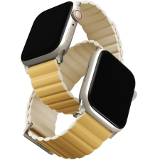 Uniq Apple Watch 1-6, SE (42 / 44 mm) / Watch 7-8 (45 mm) / Watch Ultra (49 mm), szilikon pótszíj, mágneses zár, kétszínű, két oldalas, megfordítható, Uniq Revix, sárga/tört-fehér okosóra kellék