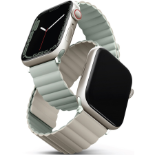 Uniq Apple Watch 1-6, SE (42 / 44 mm) / Watch 7-8 (45 mm) / Watch Ultra (49 mm), szilikon pótszíj, mágneses zár, kétszínű, két oldalas, megfordítható, Uniq Revix, zsálya/szürke okosóra kellék