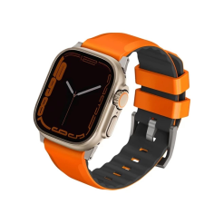 Uniq Linus Airosoft Apple Watch 42/44/45/49mm szilikon szíj narancs okosóra kellék