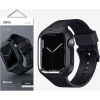 Uniq Monos Apple Watch 44/45mm hibrid szíj + tok, fekete (UNIQ734)