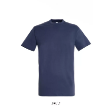  Uniszex REGENT kereknyakú rövid ujjú pamut póló, SOLS SO11380, Denim-S