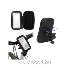  UNIV telefon tartó kerékpár / bicikli (360°-ban forgatható, kormányra rögzíthető, cipzáras, por és vízálló tok) FEKETE, GP-35072 tok és táska