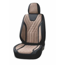  Univerzális autósüléshuzat-garnitúra, fekete ecobőr és barna textil bevonattal, elöl-hátul gyerekülés huzat, betét
