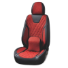  Univerzális autósüléshuzat-garnitúra, fekete ecobőr piros textillel, elöl-hátul