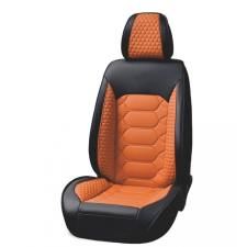  Univerzális autósüléshuzat-készlet, fekete és narancssárga eco-bőr, elöl és hátul gyerekülés huzat, betét